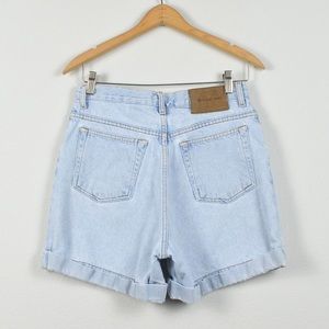 Vintage 90s Calvin Klein High-Waisted Light Wash Denim Cuffed Shorts in Size 27